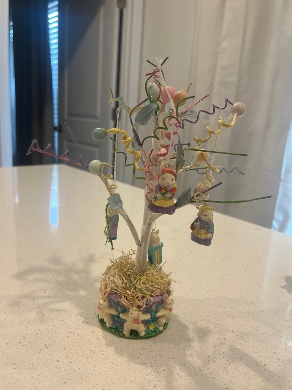 Easter Miniature Decorative Tree with Pastel Bunny Base